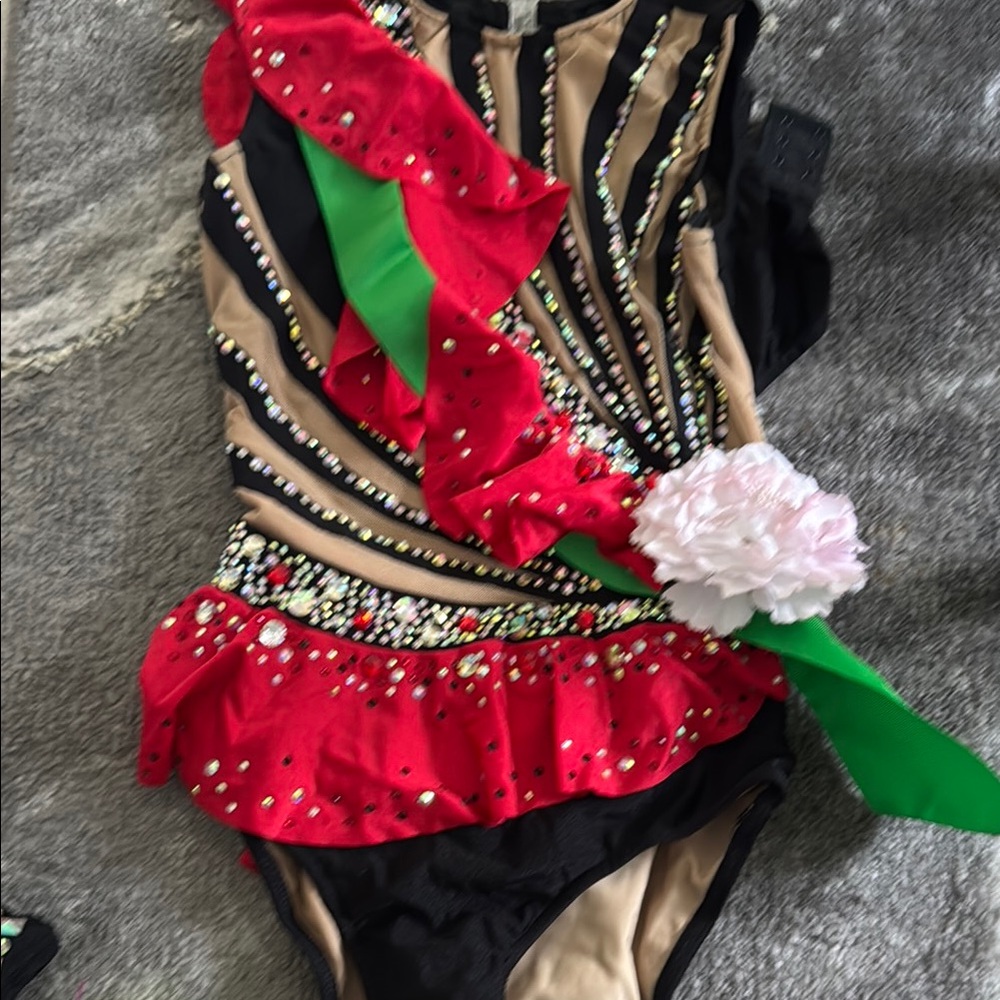 Kids Red and Black Costume with Floral Accent